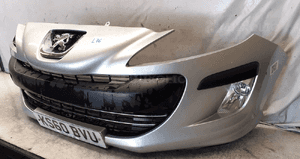 Zderzak przód przedni peugeot 308 ezrc srebrny halogeny 4
