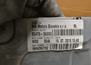 Mechanizm podnośnik szyby lewy tył Kia Sportage III 83470-3U030 5