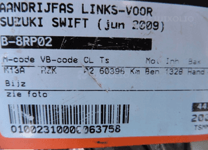 Półoś prawa Suzuki Swift MK6 1,3 16v M13A 2009r 7