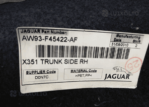 Jaguar xj X351 boczek wykładzina płyta bagażnika 6