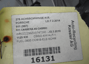 Zwrotnica prawa tył wahacze porsche 911 997 carrera 4S 3