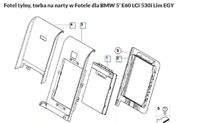 BMW 5 E60 LCI 530i Lim EGY Fotel tylny Torba na narty 9146918 52209146918 2