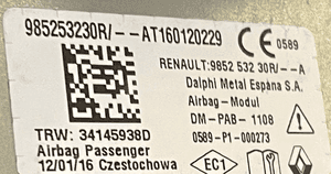 Deska airbag poduszki renault twingo iii 3 org fv 4