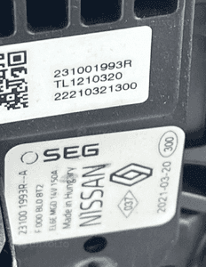 ALTERNATOR RENAULT NISSAN 231001993R ORG FV 3