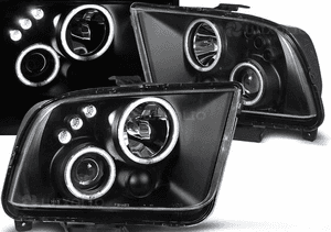 Lampy reflektory do ford mustang v od 2004 do 2009 roku black ringi led 1