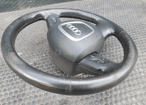 Kierownica Trzy 3 Ramienna Czarna Pikowana Skóra Air Bag Poduszka Wtyczka AUDI A4 B6 B7 9