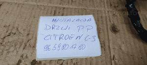 Wiązka instalacja drzwi prawy przód Citroen C3 I 9659801780 8