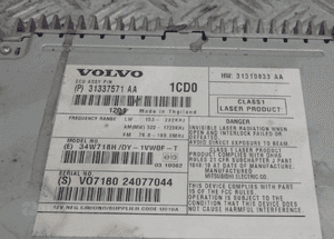 VOLVO S60 D II 10-13 RADIO CZYTNIK ZMIENIARKA CD 31337571AA 2