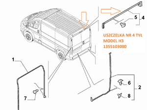 Uszczelka drzwi tylne kpl H3 ducato jumper boxer movano 06-23 1343938080, 1355103080 3