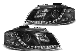 Lampy Reflektory AUDI A3 8P 03-08 DAYLIGHT BLACK 1