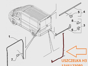 Uszczelka drzwi tylne lewe tył H3 ducato jumper boxer movano 06-23 1345173080 2