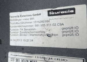 Porsche boxter cayman 981 zderzak 98150531102 C9A 10