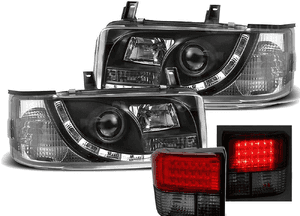 Reflektory lampy + tylne led vw T4 od 1990 do 2003 roku daylight tylne led 10