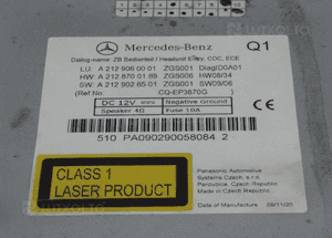 RADIO RADIOODTWARZACZ CD FM MERCEDES E KLASA W212 A2129060001 5