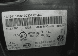 Vw up 1S1 cała oryginalna lampa przednia lewa 7