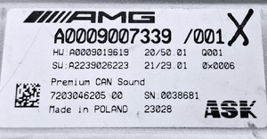 Mercedes-Benz W206 AMG Wzmacniacz audio Burmester A0009007339 Uszkodzony 2