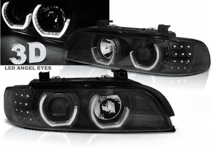 Reflektory lampy do  bmw E39 od 1995 do 2003 black led ringi 3D 1