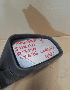 Lusterko prawe 7 pin renault megane iii 5 drzwi NV676 czarny 2