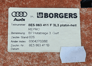 Oslona Glosnik Kratka Tapicerka Podszybie Polka Platin Hell Szyby Bagaznika Tyl Audi A4 B7 Sedan 28