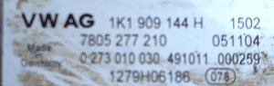 VW Caddy Golf 5  Touran I Audi A3 przekładnia kierownicza maglownica 1K1909144H 1K1909144J 3