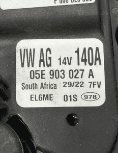 Alternator vw skoda seat audi 05E903027A org fv 3