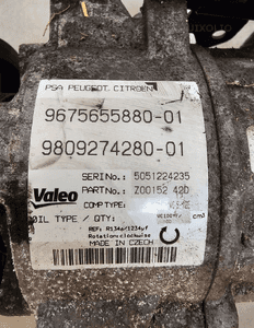 Peugeot 308 2015 2.0 9675655880-01 9809274280-01 kompresor klimatyzacji 2