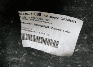 Boczek tapicerka bagażnika prawy tył VW Passat B6 3C9867428BL 9