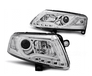 Lampy reflektory audi A6 C6 04-08 led tube chrome 2