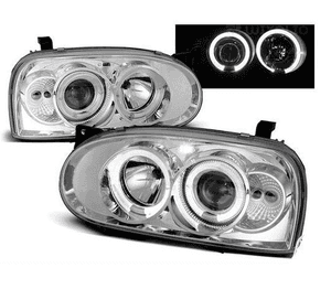 VW GOLF 3 III Reflektory Lampy SOCZEWKOWE CHROM 4