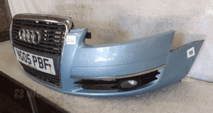 Zderzak przód przedni audi A6 C6 LY5R błękitny halogeny uszkodzony !!! 2