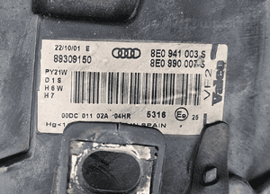 Reflektor Lampa Xenon D1S Przód Przednia LEWA Kompleta Przetwornica Valeo Europa Audi A4 B6 12