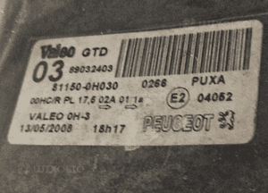 Peugeot 107 lampa przód przednia lewa EU 7