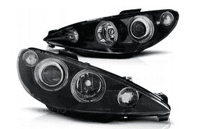 Lampy Reflektory PEUGEOT 206 OD 2002- H7/H7 RINGI 1