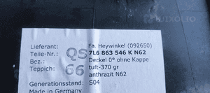 Podłoga wykładzina bagażnika dywan VW Touareg 7L6863546K 4