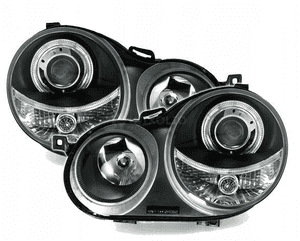 LAMPY Reflektory Do Twojego VW POLO 9N 2001-2005 RINGI BLACK DEPO Soczewki 2