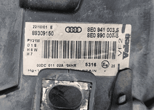 Reflektor Lampa Xenon D1S Przód Przednia LEWA Kompleta Przetwornica Valeo Europa Audi A4 B6 11