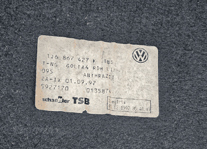 Boczek 1J6867427 K Bagaznika Lewy Tapicerka Zaślepka Schowek Antracyt Czarna Welur VW Golf IV 4 5D 5 Drzwi 24