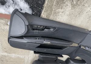 mercedes cl 216 boczek tapicerka drzwi dekor panel  czarna skora harman 6