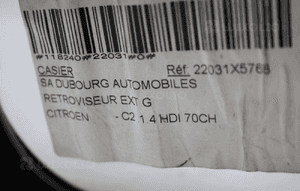 Lusterko lewe czarne do Citroen C2 4