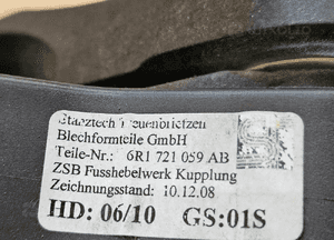Seat Ibiza 6J IV 1.9 TDI pedał sprzęgła hamulca 6R1721059H ; 6R1721058 12
