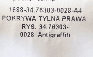 OBUDOWA POKRYWA KOŃCOWA TYLNA TYŁ PRAWA MAN TGX 3