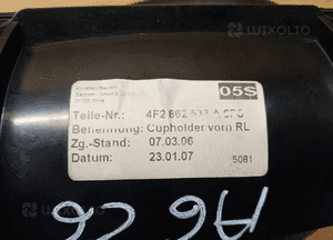Schowek uchwyt na kubki Audi A6 C6 4F2862533A 7