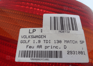 Lampa tylna prawa europejska VW GOLF IV 5