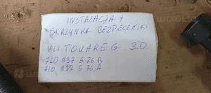 Wiązka instalacja komry silnika skrzynka bezpieczników VW Touareg 3.0 TDI 7L0937576B 7L0937576A 14