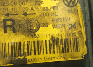 Lampa prawy przód vw touran 1T0941006D 5