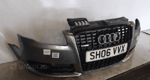 ^ ZDERZAK PRZÓD PRZEDNI AUDI A4 B7 S LINE S4 SZARY GRAFITOWY HALOGENY 2