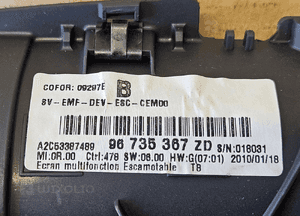 Peugeot 308 T7 3008 5008 monitor wyświetlacz radio nawigacja 96650242   ZD  96735367 ZD 9