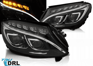 LAMPY do MERCEDES W205 C-KLASA 2014 do 2018 DRL LED BLACK 1