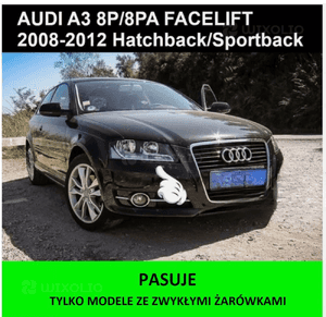 LAMPY Reflektory DO AUDI A3 8P OD 2008 DO 2012 Roku DO JAZDY  DZIENNEJ DEPO 10