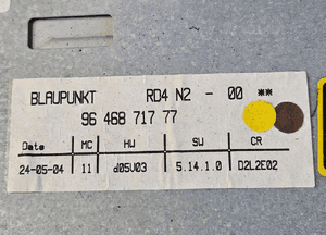 Peugeot 407  Citroen C5 radio radioodtwarzacz CD RD4 N1 9660647877 N2 9650575077 9646871777 10